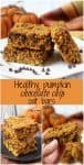 Healthy pumpkin chocolate chip oat bars are an easy one-bowl recipe that make a great afternoon snack or dessert! (Gluten-free and vegan options available.)