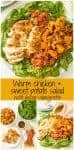 Warm chicken and sweet potato salad with bacon vinaigrette, served over fresh spinach, is a hearty main dish salad with big bacon flavor! | www.familyfoodonthetable.com