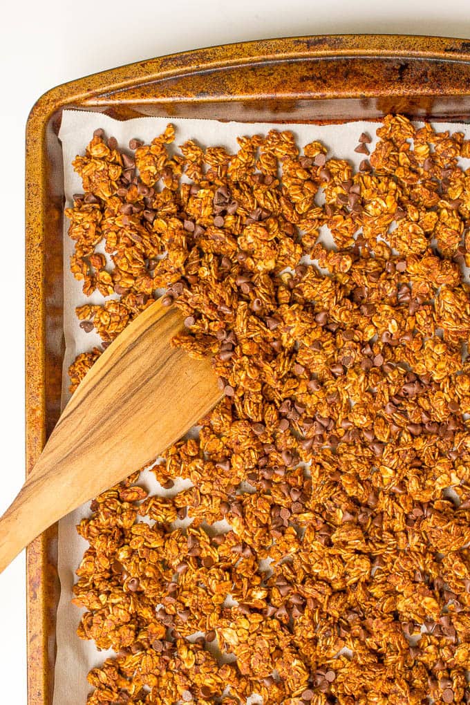 Chocolate pumpkin granola - easy to make and delicious for breakfast or snacking!