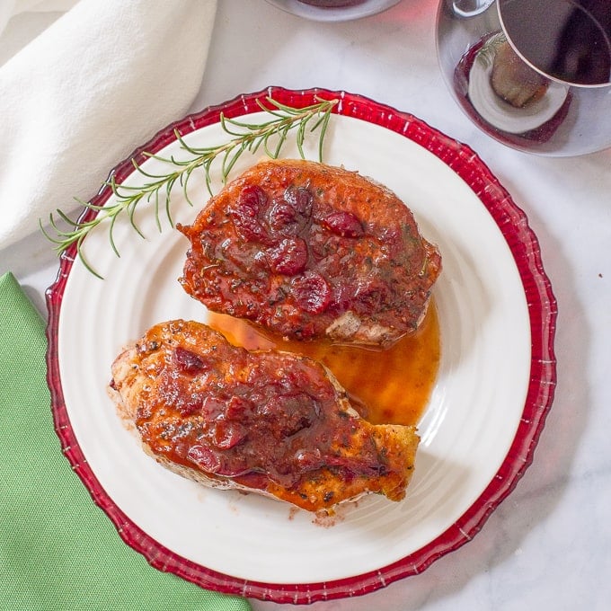 Cranberry balsamic pork chops -- a quick and easy weeknight or date night dinner