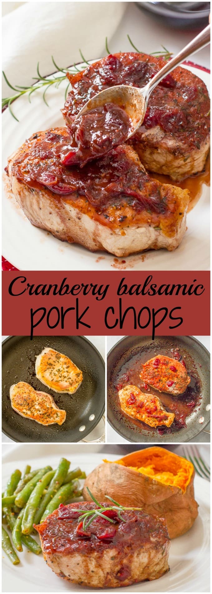 Cranberry balsamic pork chops are a quick and easy weeknight or date night dinner that has serious flavor with simple ingredients | www.familyfoodonthetable.com