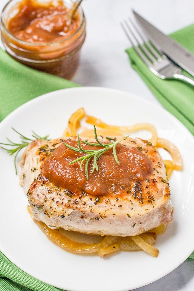 Pork chops with apple butter - an easy weeknight dinner!