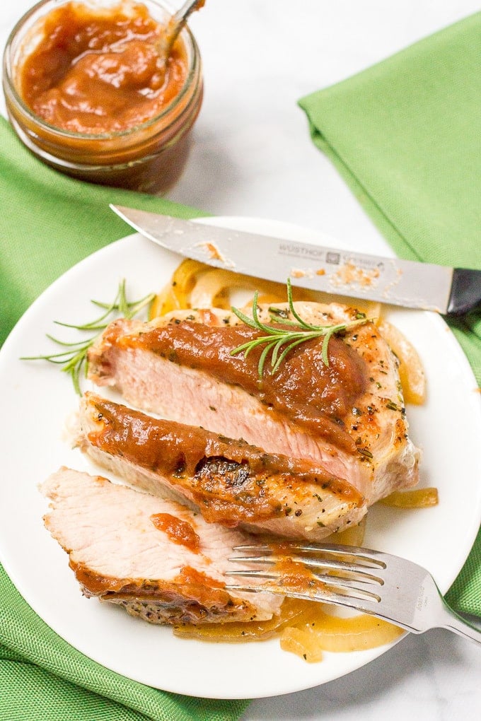 Pork chops with apple butter - an easy weeknight dinner!