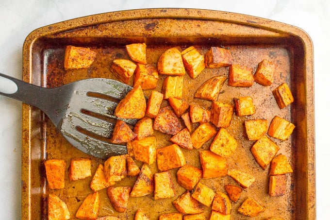 Roasted sweet potatoes