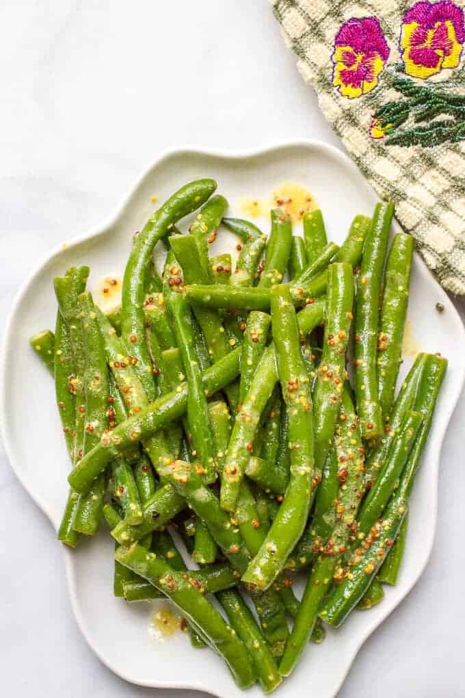 Green beans with mustard butter sauce - Family Food on the Table