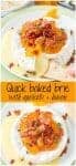 Photo collage of a baked brie cheese appetizer with apricots and bacon.
