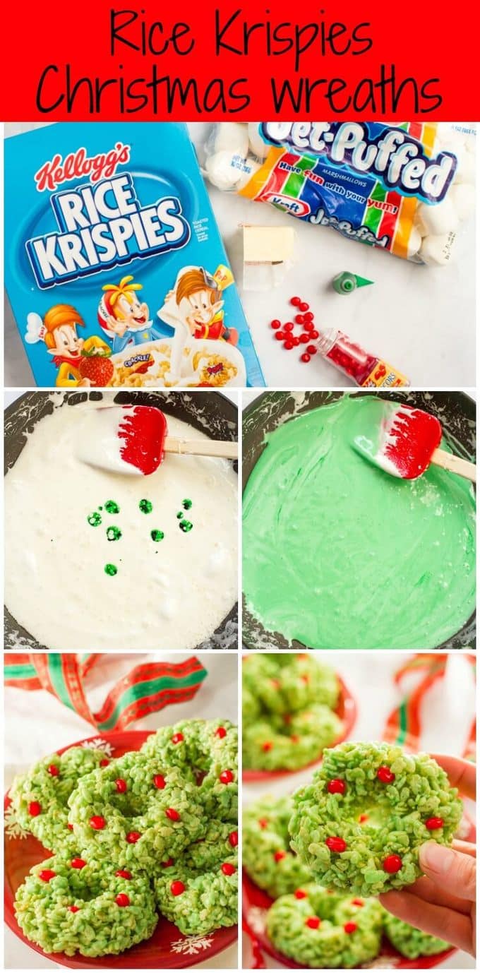 Rice Krispies Christmas wreaths are an easy, fun festive dessert that’s perfect for the holiday season and always a hit at parties! | www.familyfoodonthetable.com