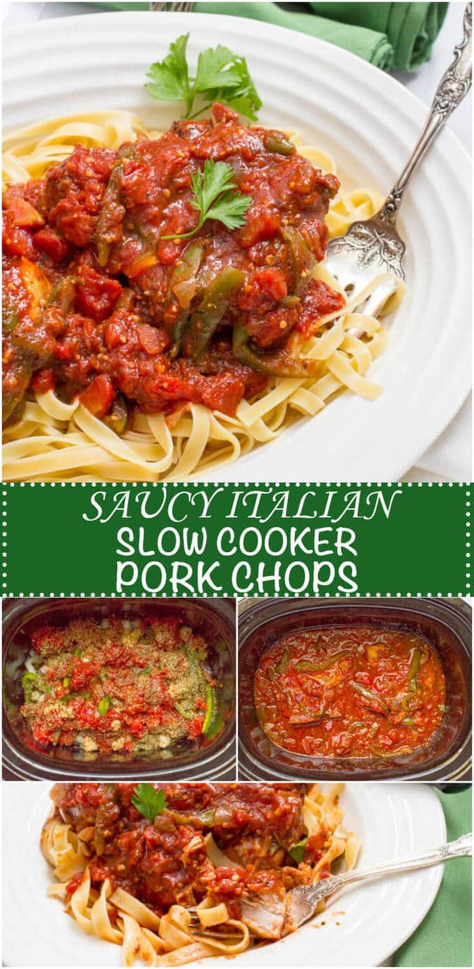 Saucy Italian slow cooker pork chops are an easy, flavorful dinner that