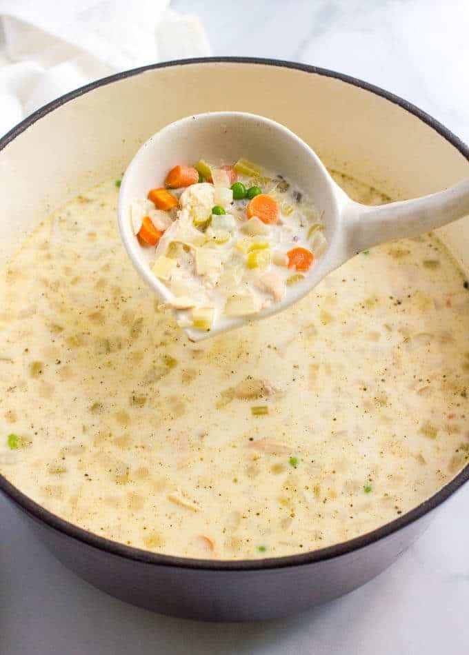 Healthy creamy chicken and wild rice soup