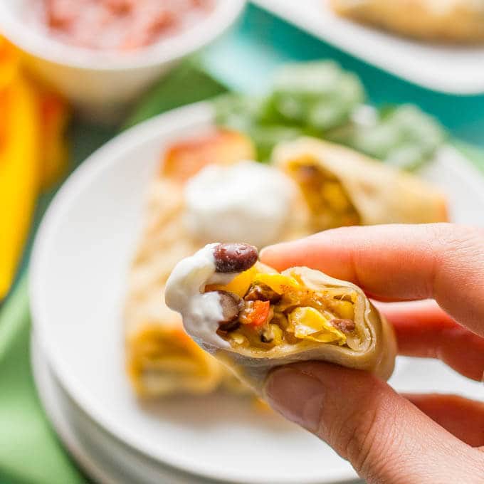 Baked southwestern egg rolls with chicken, black beans and cheese - great for an easy, fun appetizer!