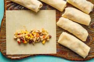 Baked southwestern egg rolls with chicken, black beans and cheese - great for an easy, fun appetizer!