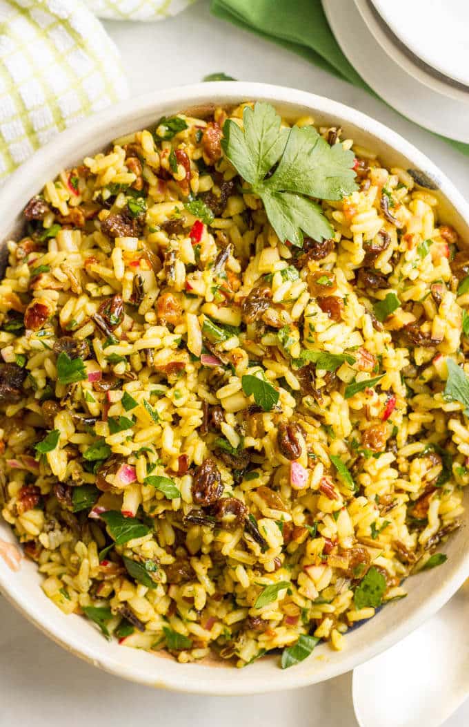 Curried wild rice salad with raisins and pecans - Family Food on the Table