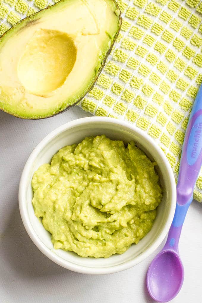 Homemade baby food avocado puree