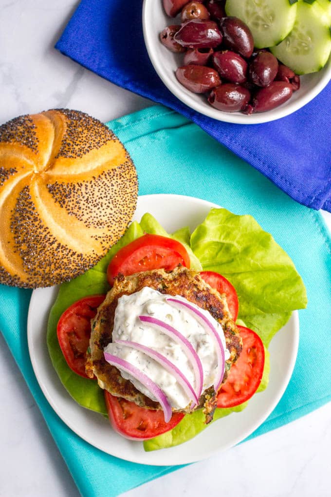 Greek turkey burgers with tzatziki sauce