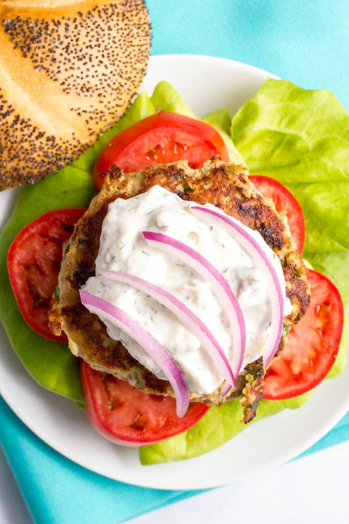 Greek turkey burgers with tzatziki sauce - Family Food on the Table