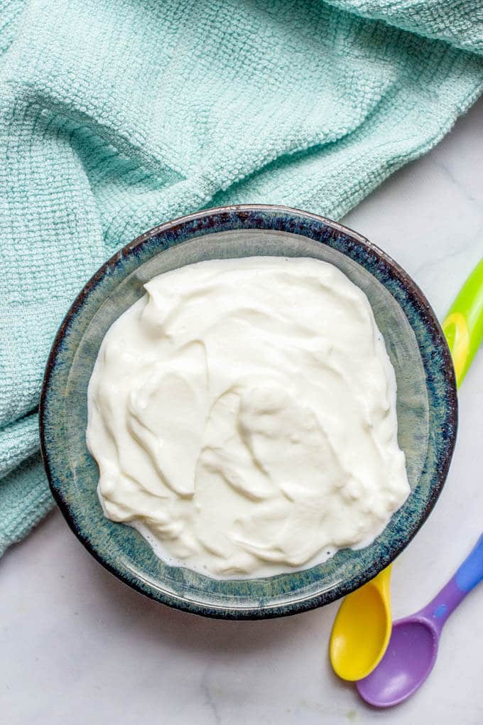 Homemade baby food -- plain Greek yogurt