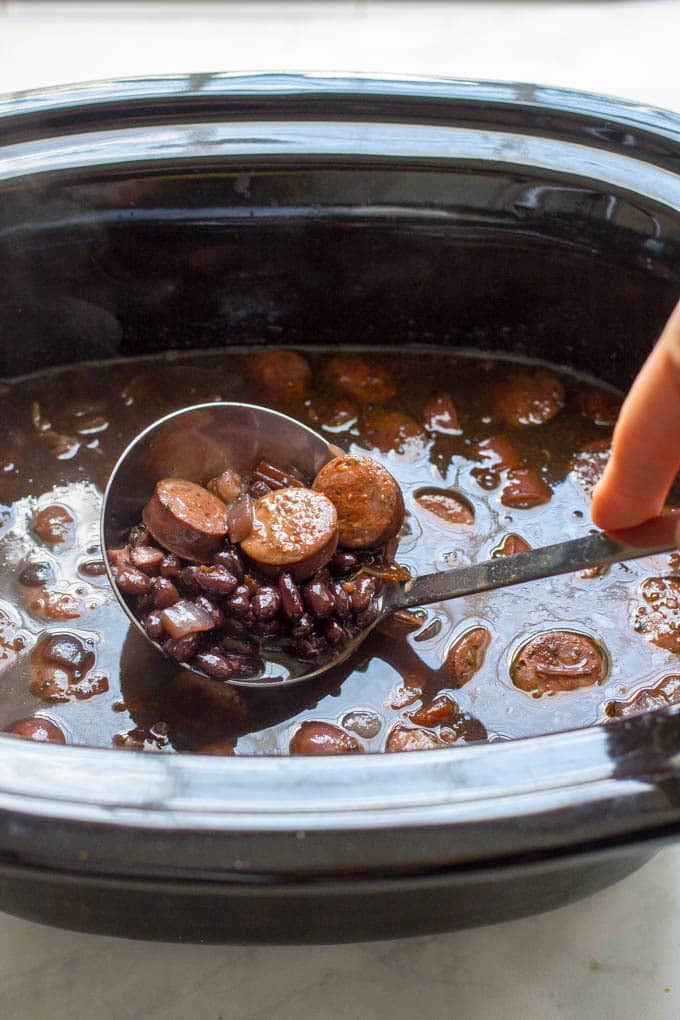 Slow cooker black bean chorizo soup