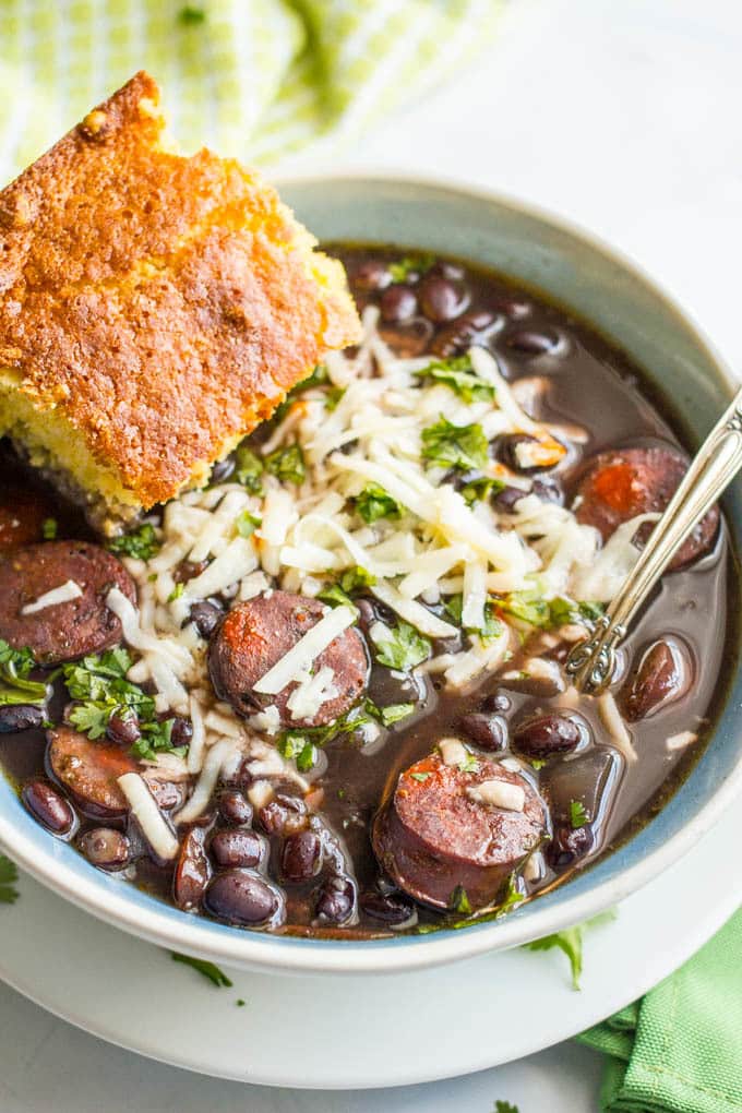 Slow cooker black bean chorizo soup - Family Food on the Table