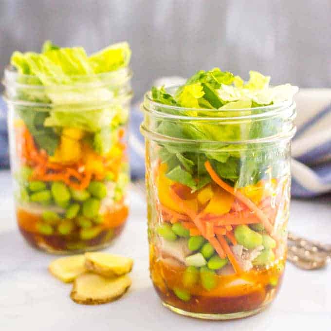 Asian chicken mason jar salad is a great make-ahead lunch!