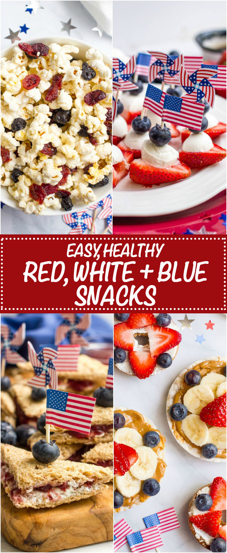 Easy, healthy July 4th appetizers and snacks that are red, white and blue - great festive ideas and recipes for kids and adults! | www.familyfoodonthetable.com