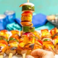 Sausage pineapple kabobs with BBQ sauce