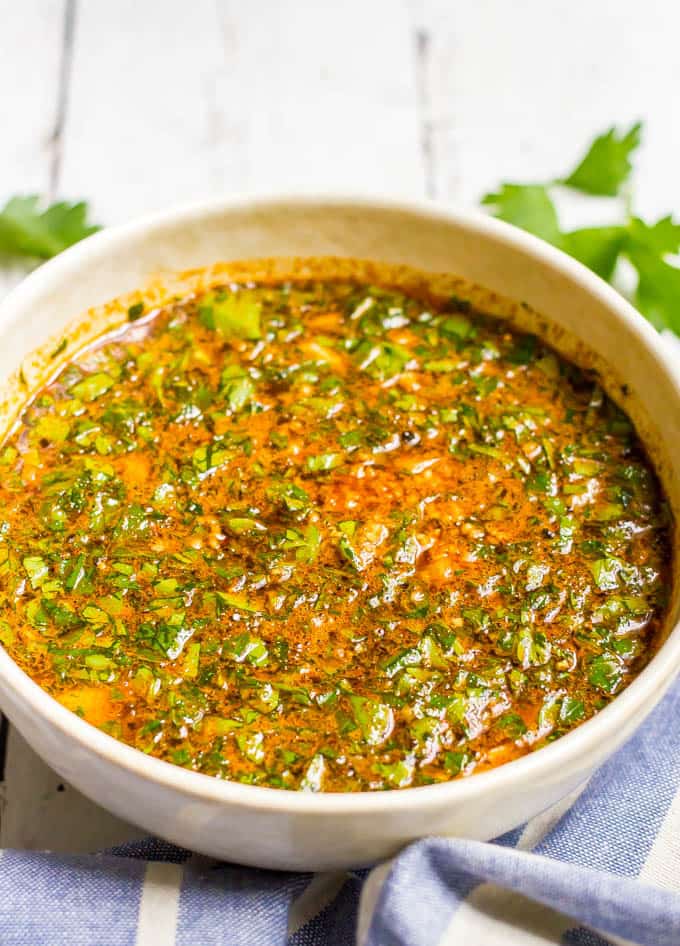 Spicy beer marinade in a bowl