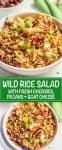 A collage of photos of a wild rice salad with diced cherries, pecans and goat cheese mixed in.