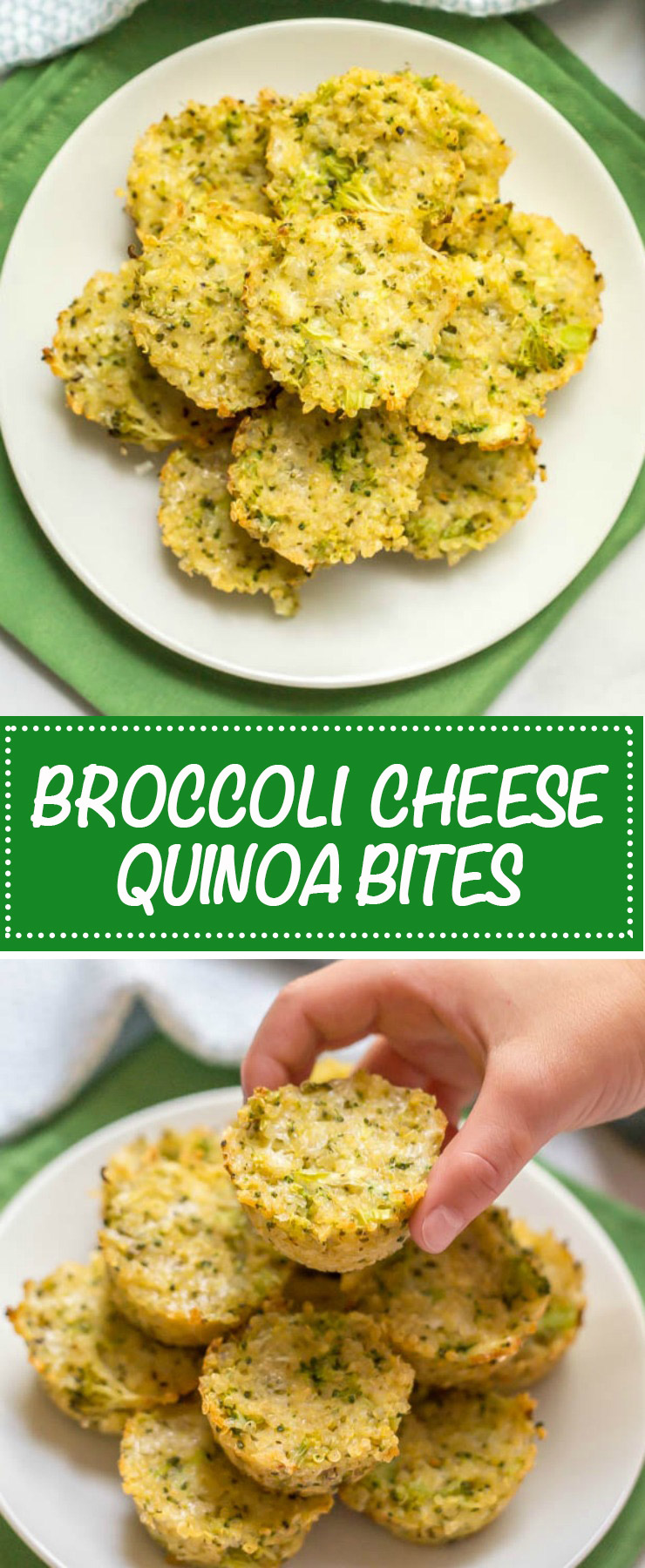 Broccoli cheese quinoa bites are an easy, wholesome finger food for toddlers — and adults! They go great with Ranch and are perfect for a school lunch! | www.familyfoodonthetable.com
