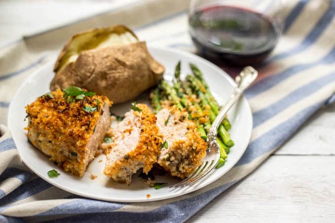 Crunchy baked pork chops dinner