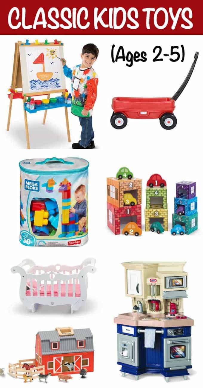 Classic toys for kids 2-5 is a gift guide round-up of some of our tried-and-true favorites that stand the test of time and are perfect for encouraging learning, imagination and playful fun!