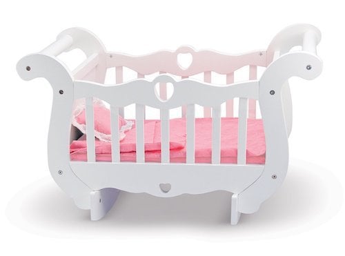 White baby doll crib