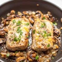 Garlic butter pork chops with lemon