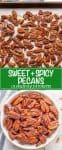 A collage of pecans coated in a sweet and spicy glaze.