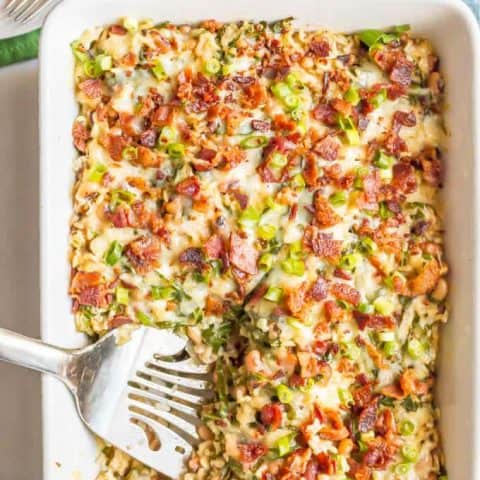 This New Year’s Day black-eyed pea casserole is perfect for welcoming in the new year with some of the traditional good-luck foods! #newyearsfood #casserole #southernfood #goodluckfoods | www.familyfoodonthetable.com