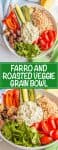 A collage of farro grain bowls with roasted vegetables.