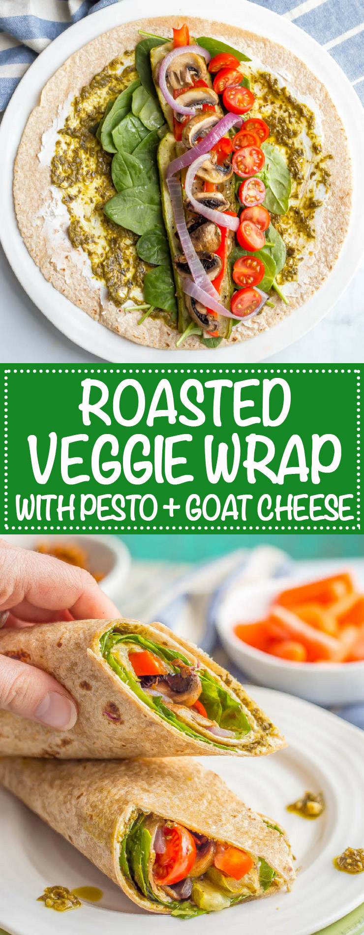 Roasted veggie wrap with pesto and goat cheese Family
