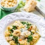 20-minute chicken and tortellini soup with kale