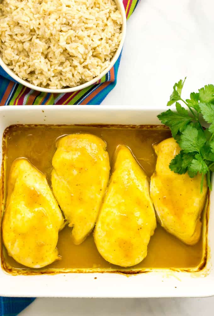 Honey butter chicken is an easy, hands-off and family-friendly recipe that's perfect for a weeknight dinner! It takes just a few simple ingredients but comes out with so much flavor! #easychickenrecipes #chickendinner | www.familyfoodonthetable.com