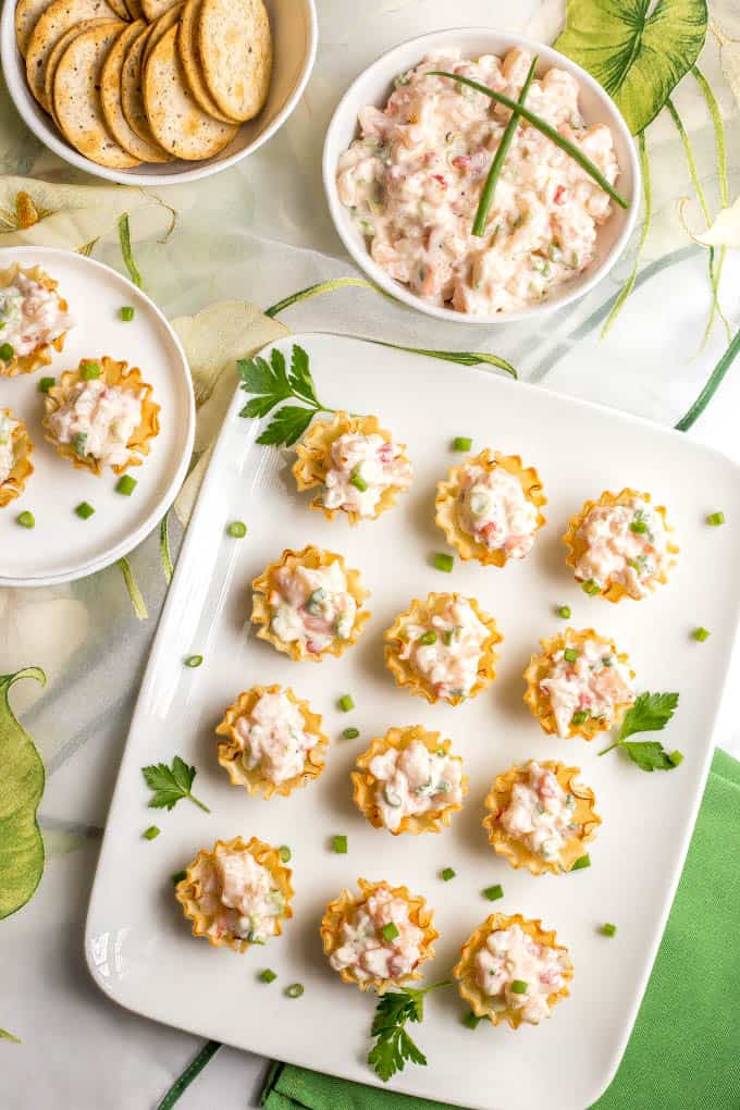Creamy shrimp salad is perfect for a sophisticated appetizer that’s easy to throw together and can be served in phyllo cups or endive leaves, with crackers, or on toast points or baguette slices. | www.familyfoodonthetable.com