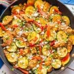 Healthy chicken and zucchini skillet with corn