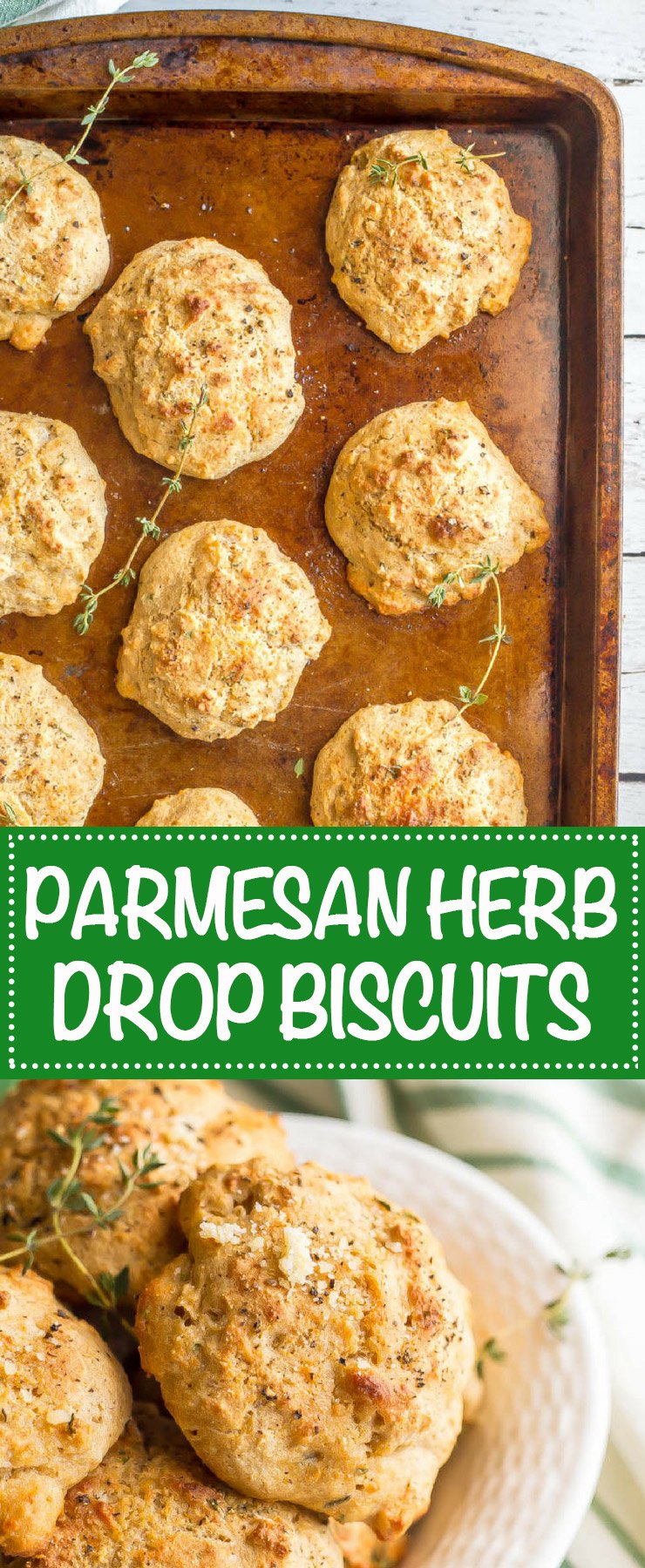 Parmesan herb drop biscuits are a quick and easy savory biscuit that’s perfectly fluffy and tender and requires no kneading or rolling! Great for breakfast, brunch, or with soups or chili. #biscuits #brunchrecipes #MothersDayrecipes | www.familyfoodonthetable.com