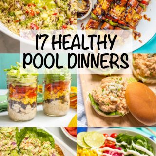 Check out these 17 ideas for healthy pool dinners (or lunches) that are easy and portable and perfect for summer evenings! Everything from pasta salads to sliders to sandwiches and wraps to snack boards (plus tons of recipes to try) - you’ll be set for a delicious summer of fun! #summerdinners #pooldinners #healthysummerrecipes | www.familyfoodonthetable.com