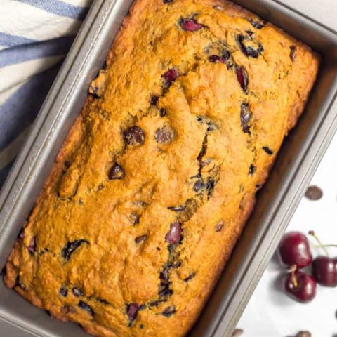 Baked whole wheat cherry chocolate chip bread