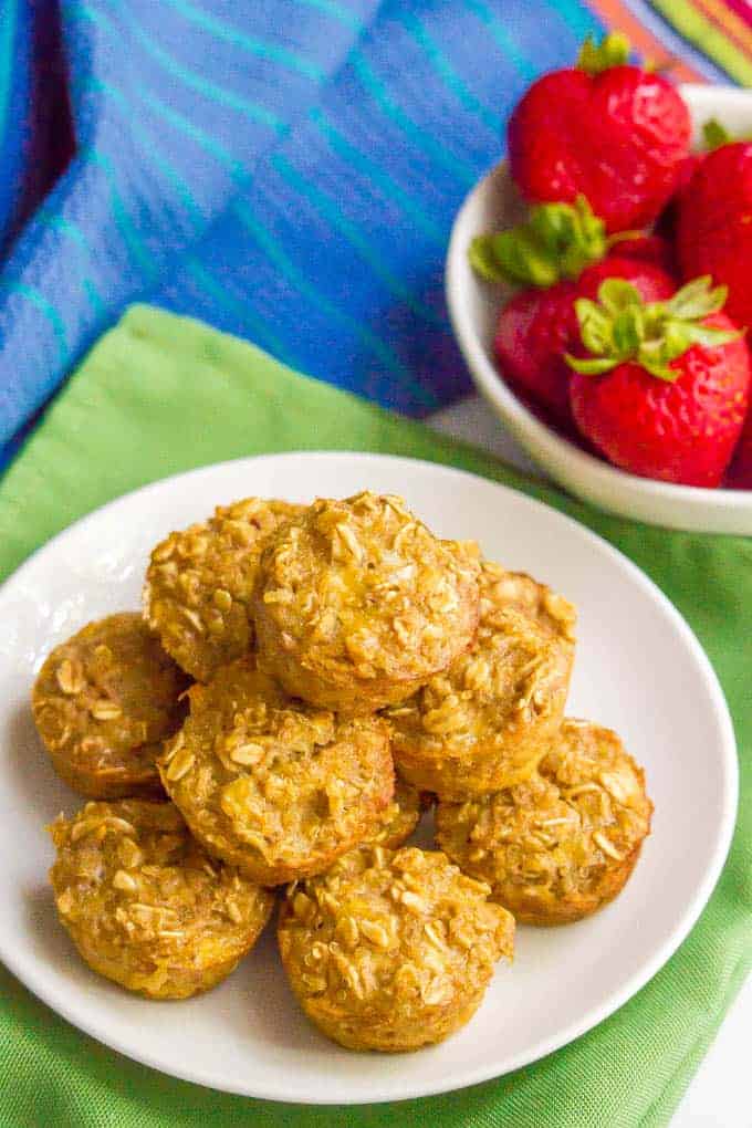 Quinoa banana mini muffins are gluten-free and naturally sweetened and make a perfect wholesome little bite at breakfast, snack time or for school lunch. (And they are just 7 ingredients!) #glutenfree #muffins #muffinrecipes #healthymuffins #quinoa #ripebananas