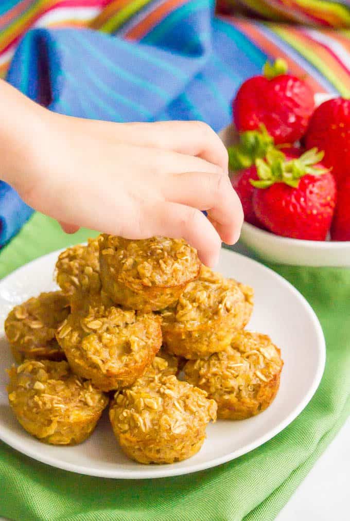 Quinoa banana mini muffins are gluten-free and naturally sweetened and make a perfect wholesome little bite at breakfast, snack time or for school lunch. (And they are just 7 ingredients!) #glutenfree #muffins #muffinrecipes #healthymuffins #quinoa #ripebananas