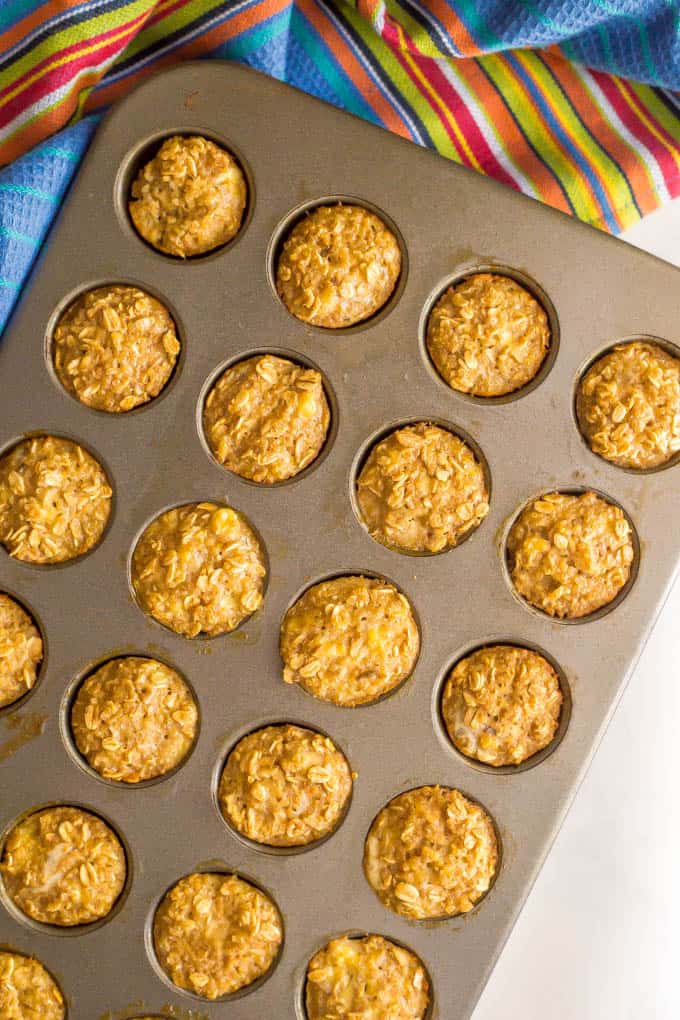 Quinoa banana mini muffins in a tin