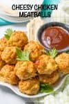 Cheesy chicken meatballs are so juicy and full of flavor! They are easy to make with just a few basic ingredients, easy to bake in the oven and can be served as an appetizer or for a family dinner! #chicken #meatballs #easyrecipe