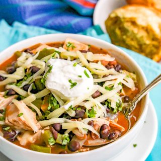 This quick and easy chicken and black bean soup has a great depth of flavor but is ready in about 15 minutes! It’s great for a cozy, healthy dinner that’ll warm you right up! #chicken #soup #blackbeans #easyrecipe