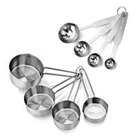 New Star Foodservice 42917 Stainless Steel 4Pcs Measuring Cups And Spoons Combo Set, Silver