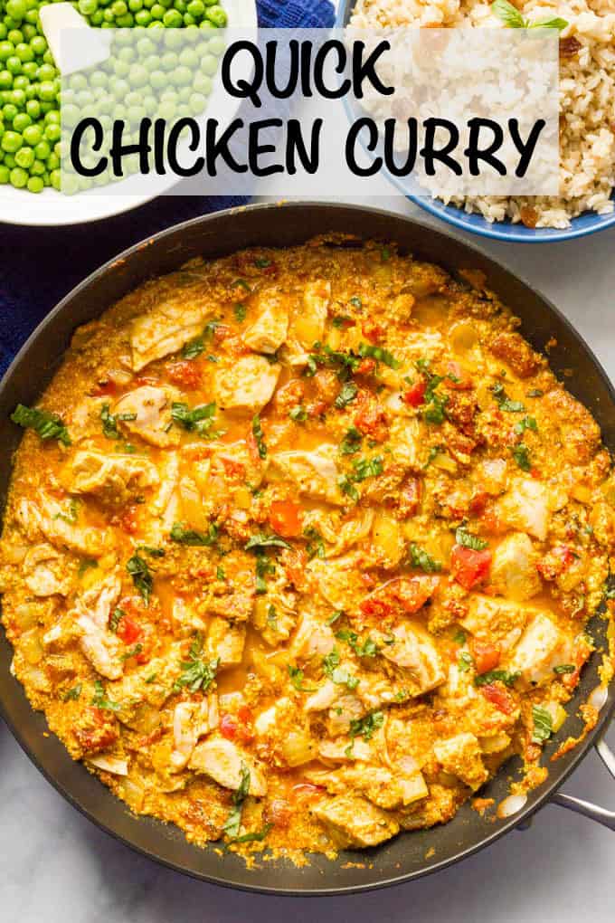 Quick chicken curry is an easy, one-pan recipe that’s ready in just 15 minutes - perfect for a busy weeknight dinner! #curry #chicken #easydinner #easyrecipe